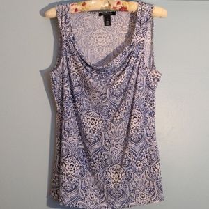 WHBM L periwinkle floral design tank
